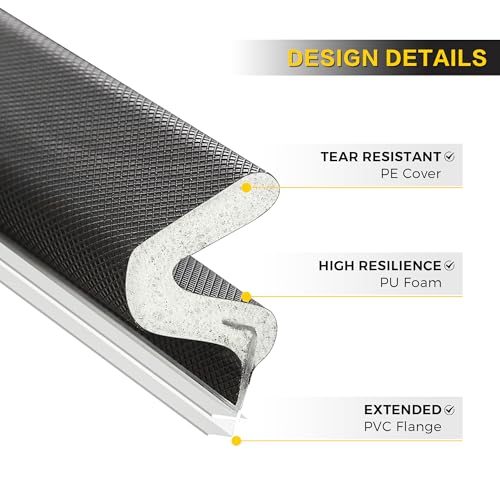Ravinte Weather Stripping Door Seal, Q-Shaped Kerf Foam Strip, 19.8FT, Black - color: Black, size: 19.8 feet