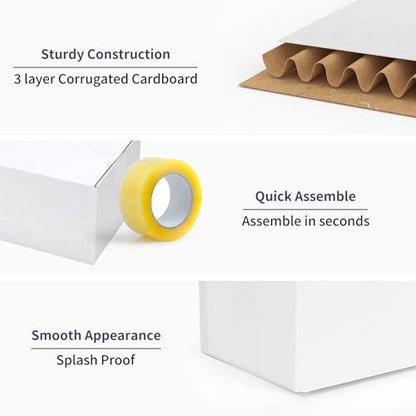 Shipping Boxes 7x4x4 Set of 25, White Corrugated Cardboard Box for Mailing Business Packaging - size: 7x4x4 Inches