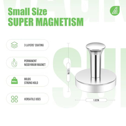 Neosmuk Magnetic Hooks Steel Tube Design for Cruise,80lb+ Silver,6 Pack - color: Silver, size: 6P