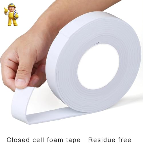 Single-Sided Foam Tape EVA White,2Pack x 1.18in x 16.4FT - color: White, size: 2Pack, Each 1.18 Inch x 16.4 FT