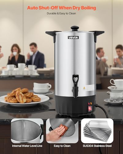 VEVOR Commercial Coffee Urn 60 Cups, 9.5 qt Hot Beverage Dispenser - size: 60Cups