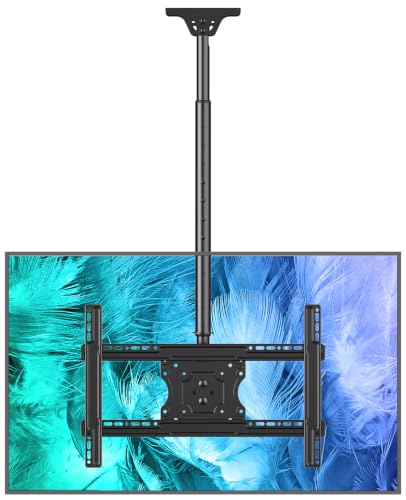 MOUNTUP Ceiling TV Mount for 40-75 Inch Flat Curved TVs, 360° Rotation Heavy Duty Articulating Pole with 99 lbs Capacity, Max VESA 600x400mm, Adjustable Height Ceiling Mount for Restaurant/Office - size: Height 60.6'', Indoor