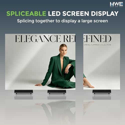MWE P1.86 Tri-Fold LED Poster Screen with Flight Case, 90" Dual-Sided LED Digital Signage Display with Publishing System, Foldable Advertising Display Kiosk Video Wall for Events, WiFi/USB/HDMI - size: 90"-Tri-fold