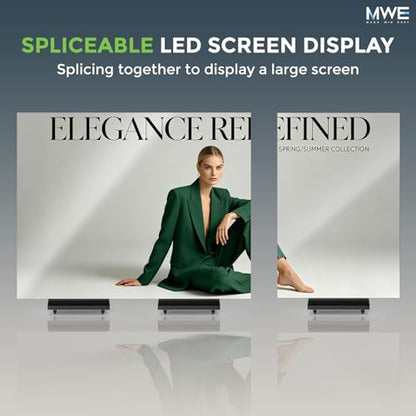 MWE P1.86 Tri-Fold LED Poster Screen with Flight Case, 90" Dual-Sided LED Digital Signage Display with Publishing System, Foldable Advertising Display Kiosk Video Wall for Events, WiFi/USB/HDMI - size: 90"-Tri-fold