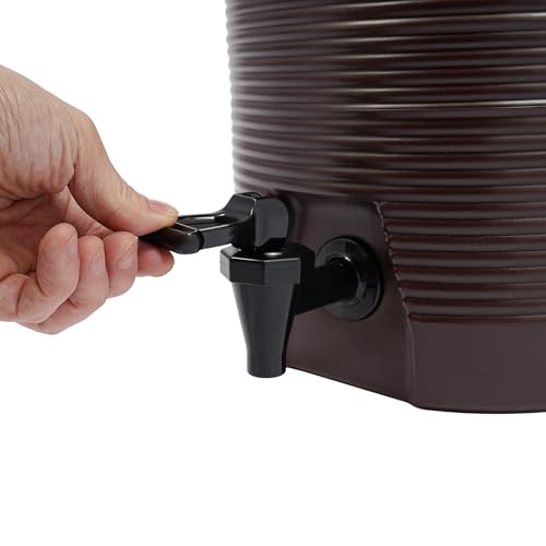 Stainless Steel Beverage Dispenser Insulated Container with Faucet Cooler with Drink Dispensers Cold and Hot Drink Dispenser for Milk Tea, Juice, Coffee 4.49 Gal Capacity (Brown) - color: Brown, size: 17L