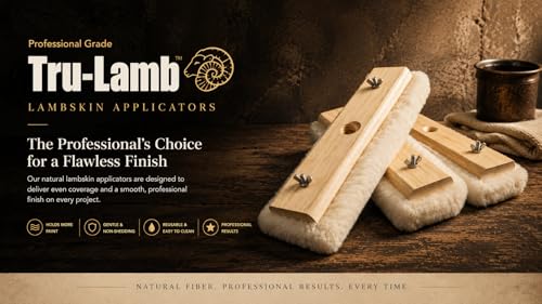 ru-Lamb 10" Lambskin Floor Applicators – 100% Natural Lambswool Applicator for Polyurethane, Stain, Wax & Floor Finish – Professional Lint-Free Applicator for Hardwood Floors (1 Pack) (1, 10")