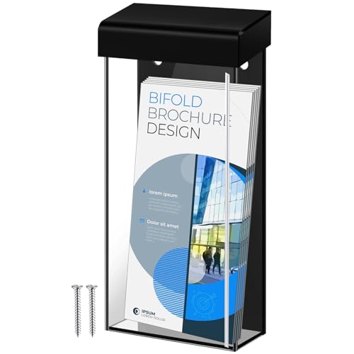 Remerry 1 Pack 4 x 9 Inch Outdoor Brochure Holder with Lid, Black - color: Black
