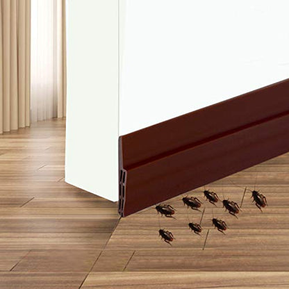 Camel Home Sweep Weather Stripping - Self Adhesive Rubber Under Door Bottom Seal Strip Draft Stopper Insulation for Weatherproof, Soundproof, Dustproof, Insectproof, 2" W X 39" L (2 Pack Brown) - color: Brown2