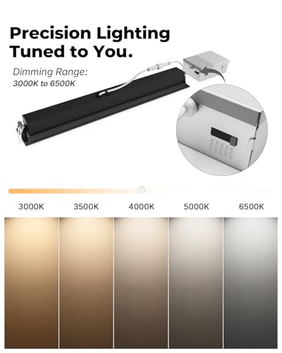 SCON 15W Linear Recessed Lighting with Black Trim, TRIAC Dimmable, 5 CCT - color: Black Trim, size: 4 Pack