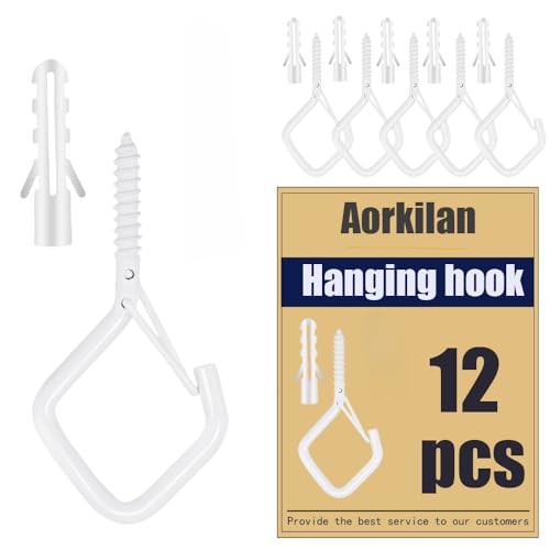 12 Pcs 2.36IN Ceiling Hooks with Safety Buckle for Plants - color: White, size: 12Pcs