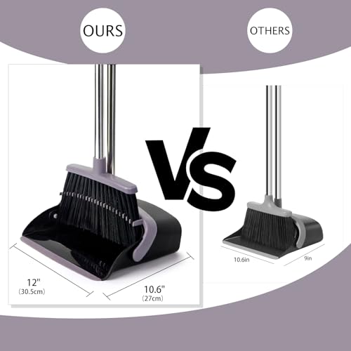Broom and Dustpan Combo Set,55" Long Handle,Charcoal - color: Charcoal Black