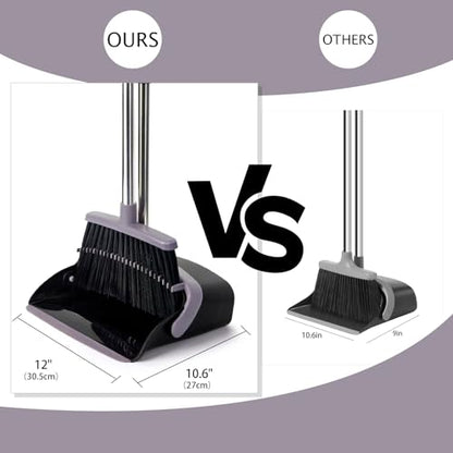Broom and Dustpan Combo Set,55" Long Handle,Charcoal - color: Charcoal Black