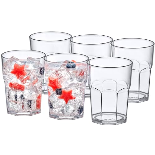 Amazing Abby - Affinity - 14-Ounce Plastic Tumblers (Set of 6), Plastic Drinking Glasses, All-Clear Reusable Cups, Stackable, BPA-Free, Shatter-Proof, Dishwasher-Safe - style: All-Clear, 14 oz