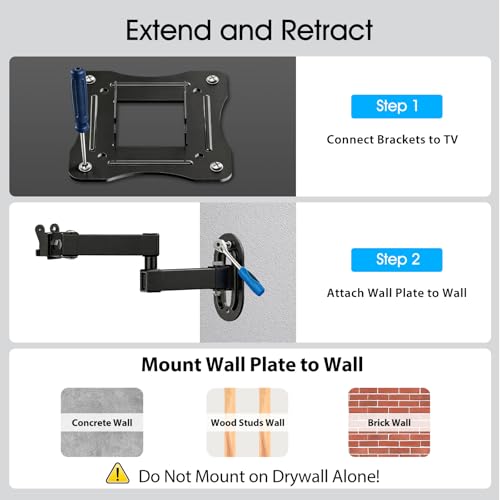 Full Motion TV Wall Mount for 12-29 Inch Monitor Bracket RV Camper