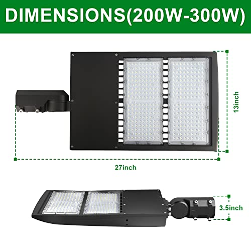 LED Parking Lot Lights 300W Shoebox Street Pole Lighting Fixture 4000K - color: 300W + (100-277V 4000K), size: Adjustable Slip Fitter Mount Bracket