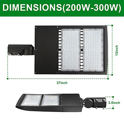 LED Parking Lot Lights 300W Shoebox Street Pole Lighting Fixture 4000K - color: 300W + (100-277V 4000K), size: Adjustable Slip Fitter Mount Bracket