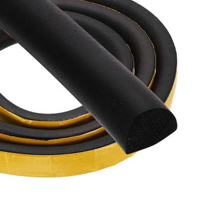 PATIKIL 6.6FT Solid Rubber Weather Stripping, 1-1/6" W x 7/9" H Self Adhesive D Shape EPDM Rubber Seal Strip Gasket for Door Frame Window Insulation RVs Furniture Cabinets, Black - size: 6.6FT x 1 1/6"W x 7/9"H