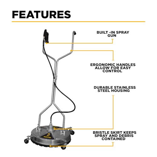 BE Power Equipment 24" Whirl-A-Way Stainless Steel Commercial Pressure Washer Surface Cleaner for Hot/Cold Water 85.403.010 - size: 24 Inch