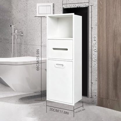 Stainless Steel Recessed Shower Nich with Built-in Trash Can(25.4X11.2IN) - color: White