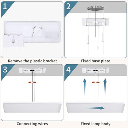 23 Inch Square LED Flush Mount Ceiling Light Dimmable with Remote Backlight - color: Dimmable White