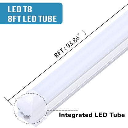(12-Pack), 8FT LED Shop Light Fixture, Super Bright 100W 6000K Cold White 15000LM, 8 Foot Led Lights, Flat 2 Rows Flat Shape 96" LED Shop Lights,Linkable T8 LED Tube Lights for Garage Warehouse - size: 8FT 12PCS Frosted Cover