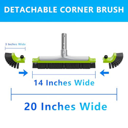 Sepetrel 20-Inch Curved Pro Pool Brush Head for All Pool Surfaces - size: 20" Curved Pro