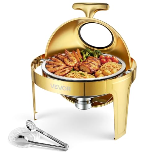 VEVOR 1 Pack Chafing Dish for Buffet Set, 6QT/ 5.7L Stainless Steel Chafer - color: Gold, size: 1pack 8QT
