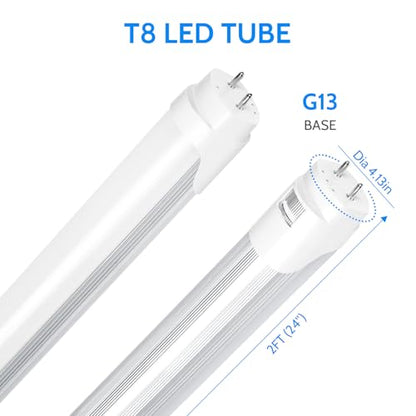 LightingWill LED T8 Light Tube 2FT, Natural White 4000K, Dual-End Powered Ballast Bypass, 1000Lumens 10W (24W Fluorescent Equivalent), Frosted Cover, AC85-265V Lighting Tube Fixtures, 4 Pack - color: Natural White, size: 2FT-4 Pack