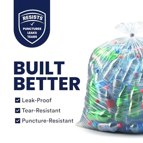 Plasticplace - W55LDC2 55-60 gallon Trash Bags │ 2 Mil │ Clear Heavy Duty Garbage Can Liners │ 38” x 58” 1 Count (Pack of 50) - color: Clear, size: 1 Count (Pack of 50)