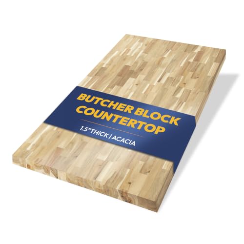 Howizz Acacia Butcher Block Countertop 36 x 25 x 1.5 Inches, Unfinished Solid Wood Table Top for DIY Desk Top, Workbench Top, Kitchen Countertop - color: Acacia - Finger Joint - Natural - Unfinished, size: 36"L x 25"W x 1.5"Th
