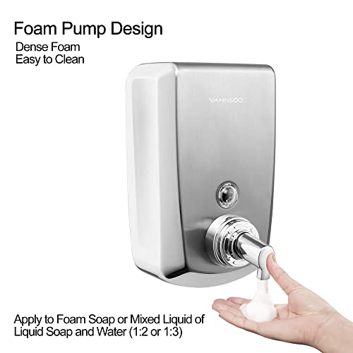 Commercial Wall Mount Stainless Steel Foam Soap Dispenser - size: 1200ml (H9)