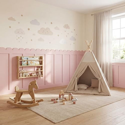 Geetery 12 Pcs Solid Wood Scalloped Wall Panel for Nursery, 47"x 95"