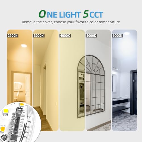 ECOELER 5CCT Selectable LED Flush Mount Ceiling Light, 6 Inch Dimmable Disc Lights, 16.5W 1100LM, Low Profile Surface Mount Ceiling Lights for Kitchen, Garage, Laundry, ETL&FCC, 6 Pack - color: 5CCT (2700K/3000K/4000K/5000K/6000K), size: 6 - Pack
