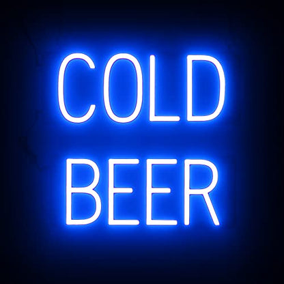SpellBrite LED Neon COLD BEER Sign for Business - Blue, 17" x 15" - color: Blue, size: COLD BEER (17"x15")