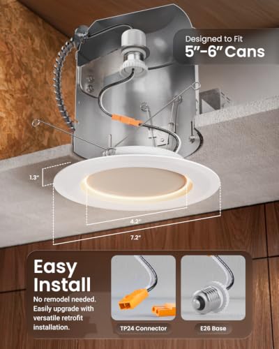 Sunco 2 Pack 6 Inch Retrofit LED Recessed Lights with Night Light, 5CCT - size: 2 Pack