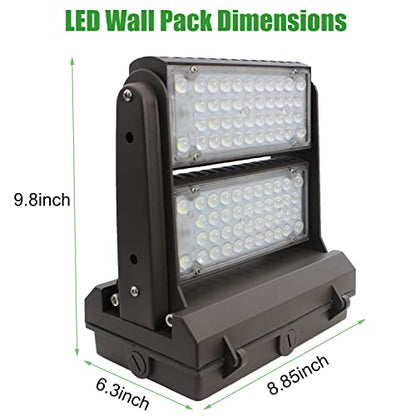Rotatable LED Wall Pack Light with Dusk to Dawn Photocell, 120W 16800LM 600-800W HPS/HID Equiv., 5000K Daylight ETL Commercial Outdoor Security Lighting for Warehouse, Entrance, Parking, Garage - size: 120W