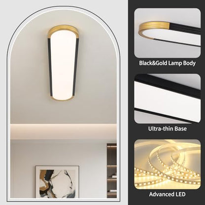ADISUN 39.4in Linear Ceiling Light, LED Flush Mount Ceiling Lamp with Remote Control, Dimmable Color Changing, High CRI Black Gold Modern Lighting Fixture for Kitchen Living Room Bedroom Hallway - color: Black&Gold-39.4inch