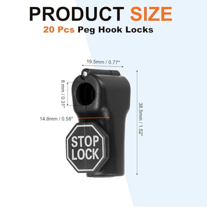Peg Hook Locks PC Magnet Anti-Theft Pegboard 8mm Black 20Pcs - color: Black, size: 8mm