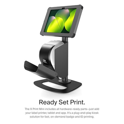 SPROCKET X Print Mini Desktop Tablet Stand with Brother QL Label Printer Integration - Professional iPad Stand for Desk that Reimagines Visitor Management and Check-in - Compatible with iPad 11”