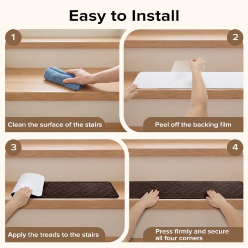 Non Slip Stair Treads for Wooden Steps, 15 Pack 8"x30", Brown - color: Brown, size: 8" x 30"