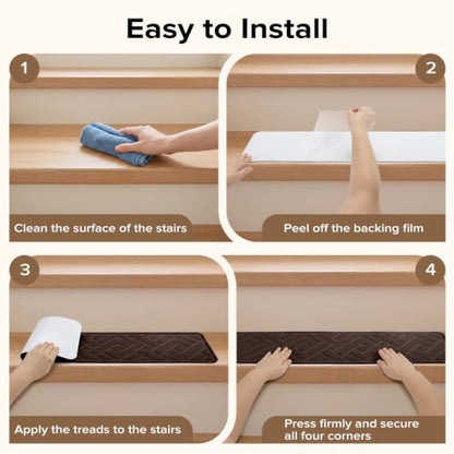 Non Slip Stair Treads for Wooden Steps, 15 Pack 8"x30", Brown - color: Brown, size: 8" x 30"