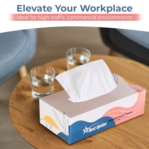 Soft 2-Ply Facial Tissue, White, 130-Count Box | Professional, Gentle and Durable | Great for Bathroom, Office, Business, School (3,900 Tissues, Bulk Pack of 30-Boxes)
