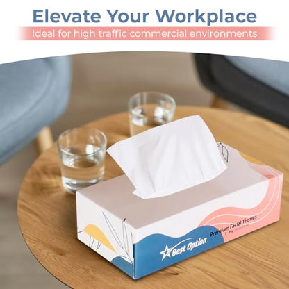 Soft 2-Ply Facial Tissue, White, 130-Count Box | Professional, Gentle and Durable | Great for Bathroom, Office, Business, School (3,900 Tissues, Bulk Pack of 30-Boxes)