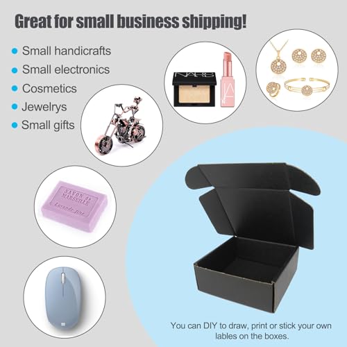 5x5x2 Shipping Boxes, 50 Pack Small Black Cardboard Mailer Boxes Flat Gift Box for Small Business Cute Mailing Packaging Literature Box - size: 5"x5"x2", style: 50 Pack - Black