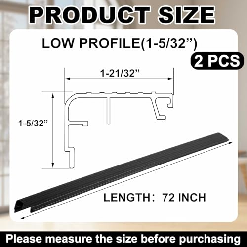 2 Pcs 72" L Fixed Vinyl Sill Threshold Cap 1-5/32 Inches High, Black - color: Black, size: 1-5/32,72 Inch