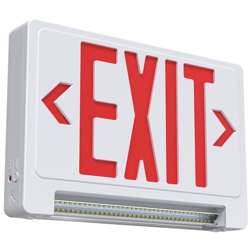 Exit Sign with Adjustable LED Pipe,Exit Signs with Emergency Lights Bar Combo, Compact Hardwired Exit Sign with Battery Backup,Red Led Emergency Exit Light for Business ,120V/277VAC,UL Listed,Top/Side/Wall Mount (1 Pack) - color: 1 Pack