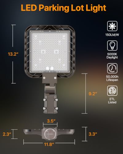 LED Parking Lot Lights 200W: 30000LM 5000K Slip Fit Mount - size: 200W 2PACK