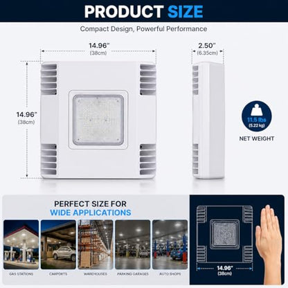 150W LED Canopy Light, 24,000LM, 5700K Daylight, Waterproof