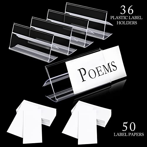 36pcs Wood Shelf Label Holder Plastic Price Tag Holder Supermarket Retail Sign PVC Clear Shelf Label Holder (Includes 50 Pieces Label Inserts) Perfect Fits 25 mm Wooden Shelving. - size: 25mm thickness shelf ( Suitable 20-25mm)