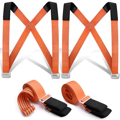 Anti-Slip Moving Straps, 2-Person Shoulder Lifting and Moving System Lifting Straps for Moving Furniture, Appliances, Mattresses, Heavy Objects up to 800lbs - style: Orange